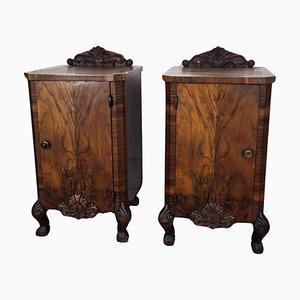 Italian Art Deco Nightstands in Burl Walnut, 1940s, Set of 2-EUP-1768074