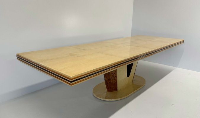 Italian Art Deco Parchment and Carved Maple Table, 1930s-FF-1816569