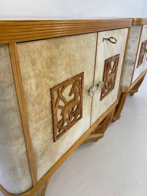 Italian Art Deco Parchment and Maple Twin Sideboards, 1930s, Set of 2-FF-1793779