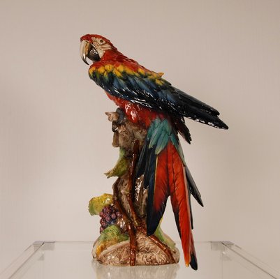 Italian Art Deco Porcelain Macaw or Parrot in the style of Cacciapuoti for Capodimonte, Early 20th Century-GOE-1403004