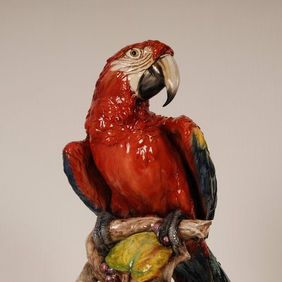 Italian Art Deco Porcelain Macaw or Parrot in the style of Cacciapuoti for Capodimonte, Early 20th Century-GOE-1403004