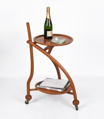 Italian Art Deco Solid Fruitwood Trolley Bar Cart, 1940s-JDR-1171198