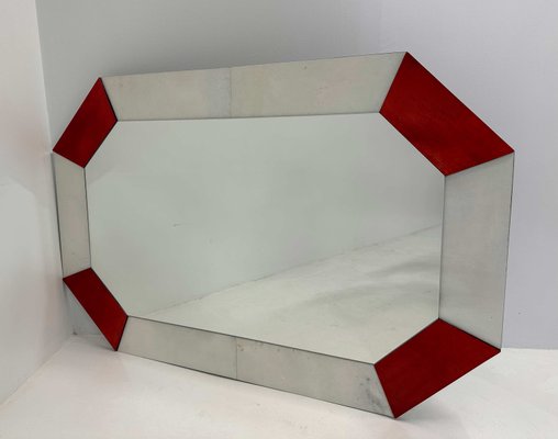 Italian Art Deco Style Cherry Red and White Parchment Mirror, 1990s-FF-2021821