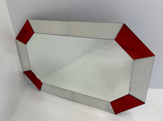 Italian Art Deco Style Cherry Red and White Parchment Mirror, 1990s-FF-2021821