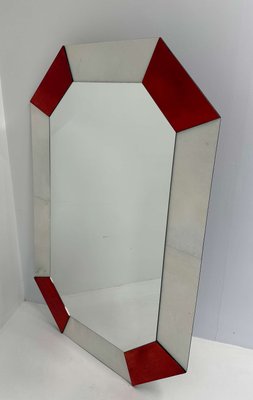 Italian Art Deco Style Cherry Red and White Parchment Mirror, 1990s-FF-2021821