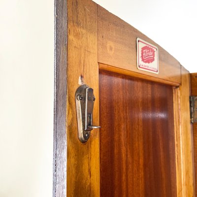 Italian Art Deco Style Wooden Wardrobe with Mirror and Shelves, 1950s-GDD-1794009