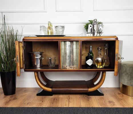 Italian Art Deco Walnut Burl and Mirror Mosaic Dry Bar Cabinet by Paolo Buffa, 1940s-EUP-2039442