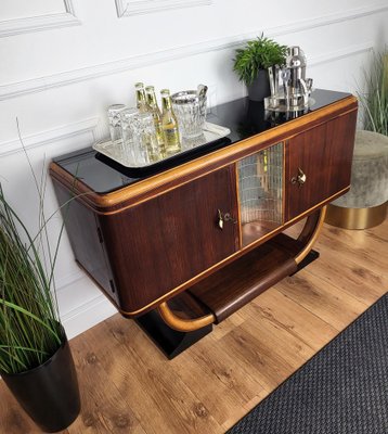 Italian Art Deco Walnut Burl and Mirror Mosaic Dry Bar Cabinet by Paolo Buffa, 1940s-EUP-2039442