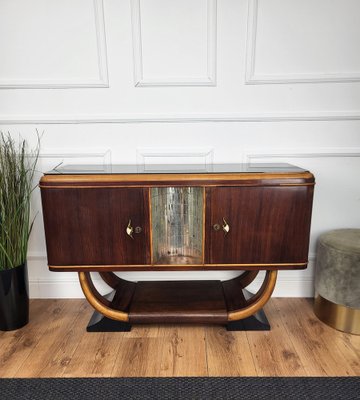 Italian Art Deco Walnut Burl and Mirror Mosaic Dry Bar Cabinet by Paolo Buffa, 1940s-EUP-2039442