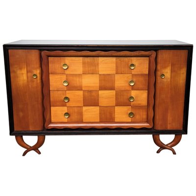 Italian Art Deco Walnut Burl & Brass Sideboard, 1940s-EUP-1717440