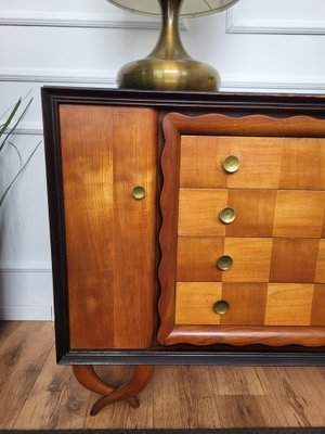 Italian Art Deco Walnut Burl & Brass Sideboard, 1940s-EUP-1717440