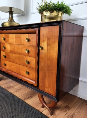 Italian Art Deco Walnut Burl & Brass Sideboard, 1940s-EUP-1717440