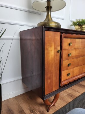 Italian Art Deco Walnut Burl & Brass Sideboard, 1940s-EUP-1717440