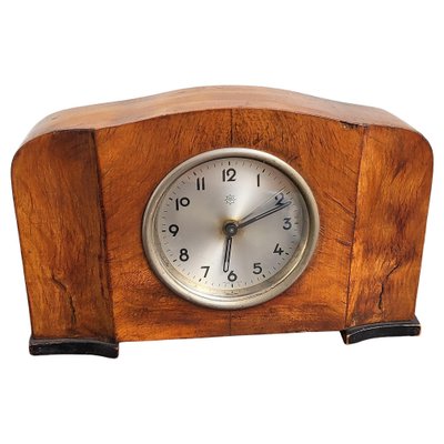 Italian Art Deco Walnut Veneer Mantel or Table Clock from Junghans, 1940-EUP-1405810