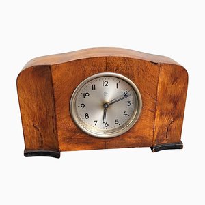 Italian Art Deco Walnut Veneer Mantel or Table Clock from Junghans, 1940-EUP-1405810