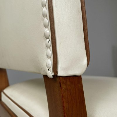 Italian Art Deco White Leather and Wood Chairs attributed to Giovanni Gariboldi, 1940s, Set of 8-GDD-1817216