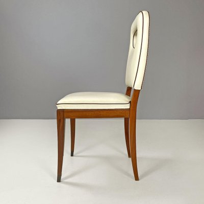 Italian Art Deco White Leather and Wood Chairs attributed to Giovanni Gariboldi, 1940s, Set of 8-GDD-1817216