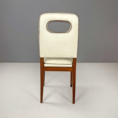 Italian Art Deco White Leather and Wood Chairs attributed to Giovanni Gariboldi, 1940s, Set of 8-GDD-1817216