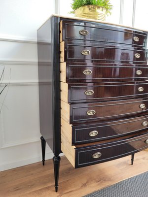 Italian Art Deco Wood and White Marble Tallboy Chest of Drawers, 1950s-EUP-1342899