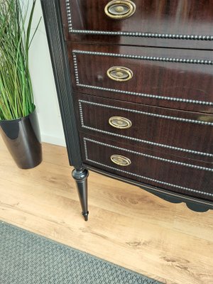 Italian Art Deco Wood and White Marble Tallboy Chest of Drawers, 1950s-EUP-1342899