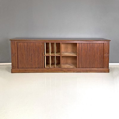 Italian Art Deco Wooden Sideboard with Shutter Opening, 1920s-GDD-1792741