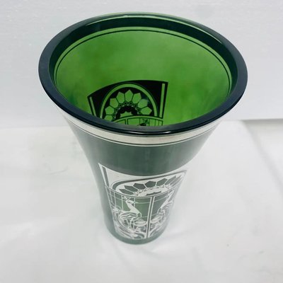 Italian Art Nouveau Green Glass & Silver Vase, 1900-NMK-1275086