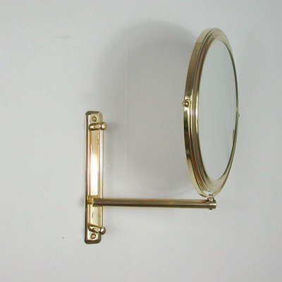 Italian Articulating and Adjustable Brass Vanity 2-Sided Wall Mirror, 1950s-OE-897947