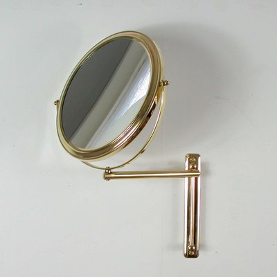 Italian Articulating and Adjustable Brass Vanity 2-Sided Wall Mirror, 1950s-OE-897947