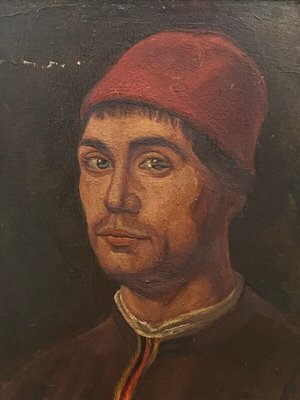 Italian Artist, 16th or 17th Century Figure, 1920s, Oil on Cardboard, Framed-QKG-1383286