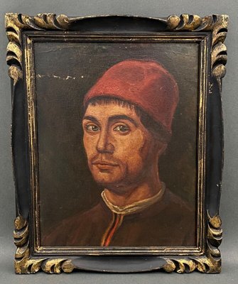 Italian Artist, 16th or 17th Century Figure, 1920s, Oil on Cardboard, Framed-QKG-1383286