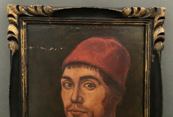 Italian Artist, 16th or 17th Century Figure, 1920s, Oil on Cardboard, Framed-QKG-1383286