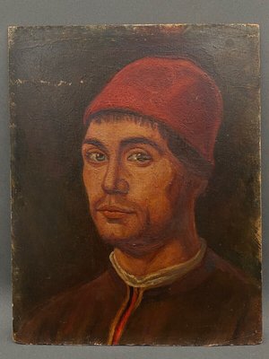 Italian Artist, 16th or 17th Century Figure, 1920s, Oil on Cardboard, Framed-QKG-1383286