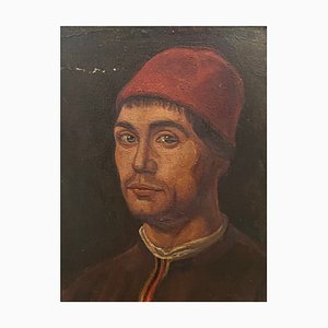 Italian Artist, 16th or 17th Century Figure, 1920s, Oil on Cardboard, Framed-QKG-1383286