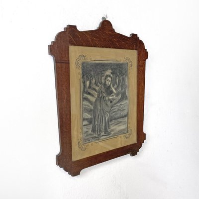 Italian Artist, Art Deco Composition, Charcoal Drawing, 1930s, Framed-GDD-1791289