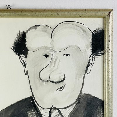 Italian Artist, Caricature Portrait, Watercolor on Paper, 1983, Framed-WQC-1704552