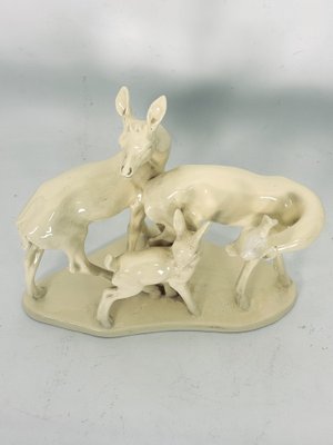 Italian Artist, Deer Family Sculpture, Ceramic, 1950s-OT-1811396