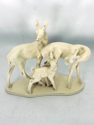 Italian Artist, Deer Family Sculpture, Ceramic, 1950s-OT-1811396