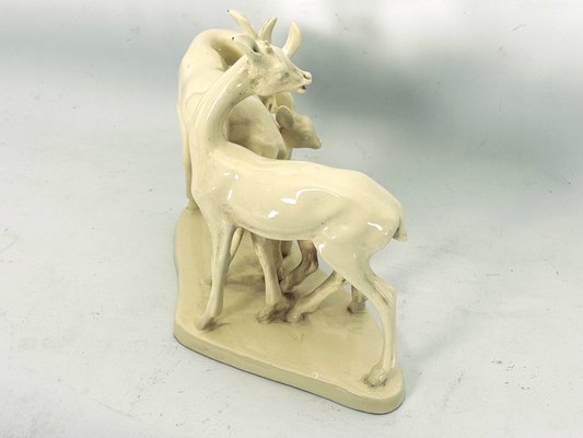 Italian Artist, Deer Family Sculpture, Ceramic, 1950s-OT-1811396