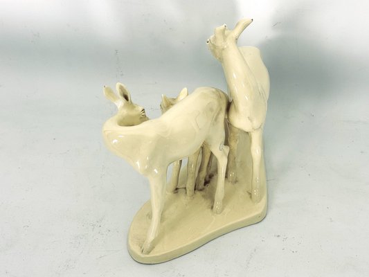 Italian Artist, Deer Family Sculpture, Ceramic, 1950s-OT-1811396