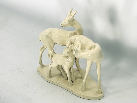 Italian Artist, Deer Family Sculpture, Ceramic, 1950s-OT-1811396