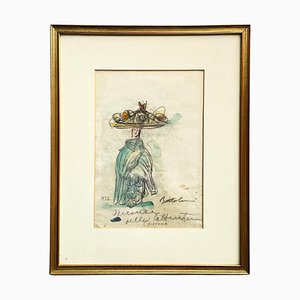 Italian Artist, Figure, 1954, Pastel and Watercolor Drawing, Framed-GDD-1419206