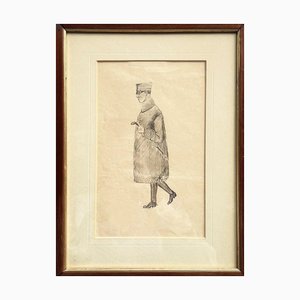 Italian Artist, Man, 1900s, Pencil Drawing on Paper, Framed-GDD-1419210