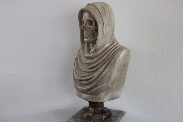 Italian Artist, Memento Mori Bust, 19th Century, Carrara Marble-WIP-2041293