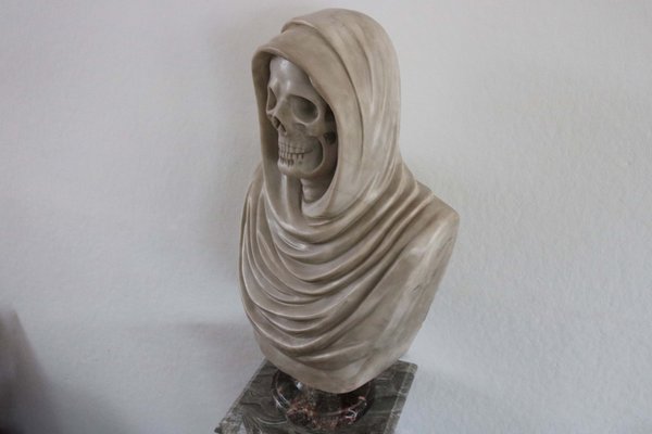 Italian Artist, Memento Mori Bust, 19th Century, Carrara Marble-WIP-2041293