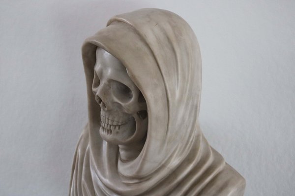 Italian Artist, Memento Mori Bust, 19th Century, Carrara Marble-WIP-2041293