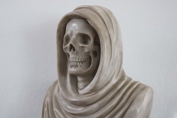 Italian Artist, Memento Mori Bust, 19th Century, Carrara Marble-WIP-2041293