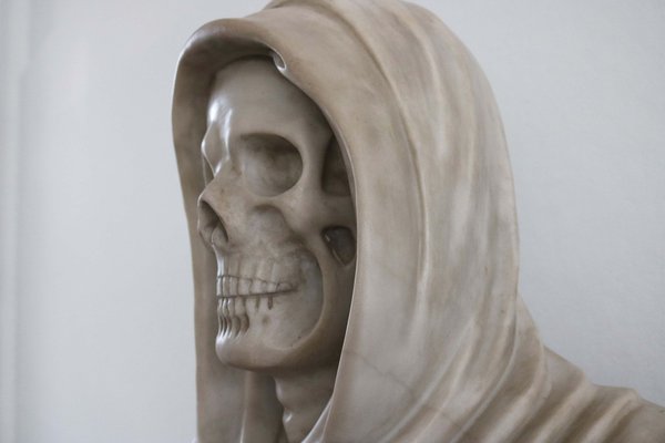 Italian Artist, Memento Mori Bust, 19th Century, Carrara Marble-WIP-2041293