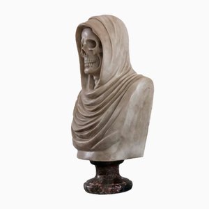 Italian Artist, Memento Mori Bust, 19th Century, Carrara Marble-WIP-2041293