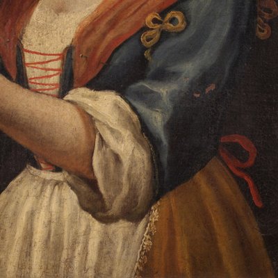 Italian Artist, Portrait of a Girl with a Goldfinch, 18th Century, Oil on Canvas, Framed-RP-1792569