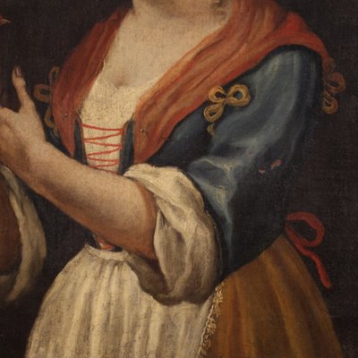 Italian Artist, Portrait of a Girl with a Goldfinch, 18th Century, Oil on Canvas, Framed-RP-1792569